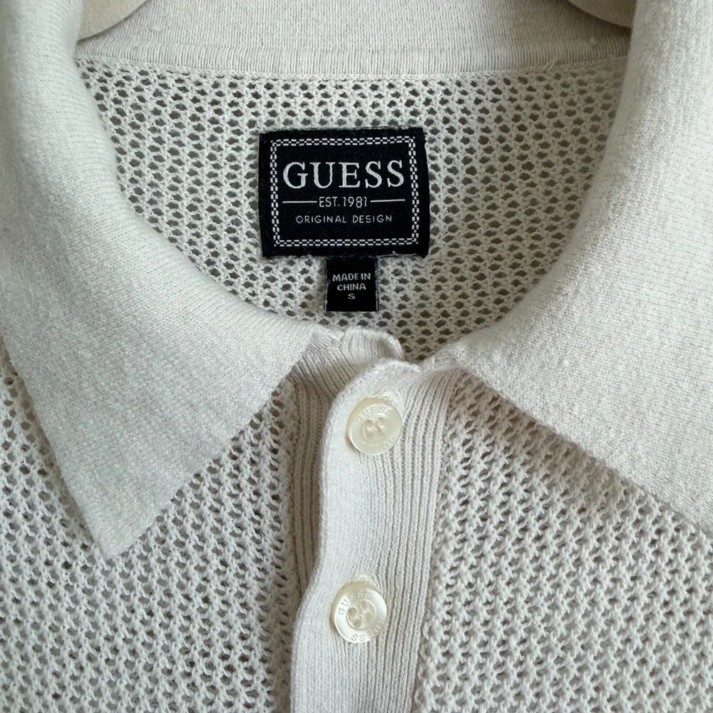 GUESS White Men's Mesh Polo Shirt Size Small